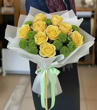 Букет цветов из:  Хризантемы и Розы в Добром