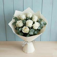 Букет Белые розы в Эвкалипте #REPLACE_PRED# Добром